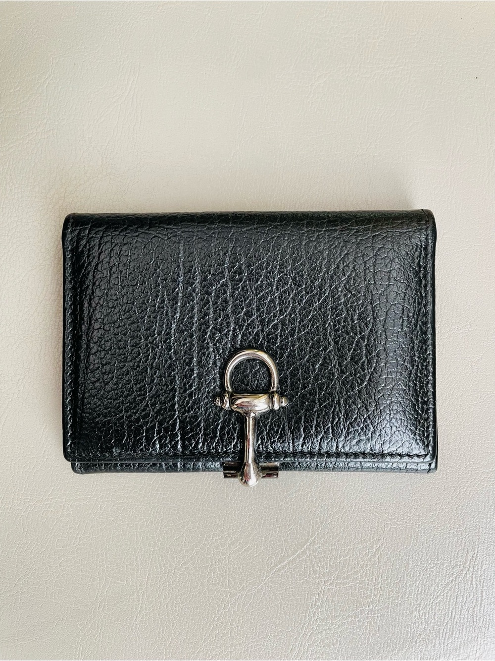 Gruppo Italiano Italy Genuine Black Leather Women's Wallet with Silver Hardware
